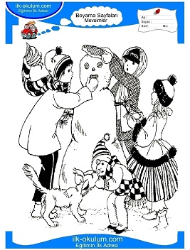 Çocuklar İçin Kış Boyama Sayfaları 